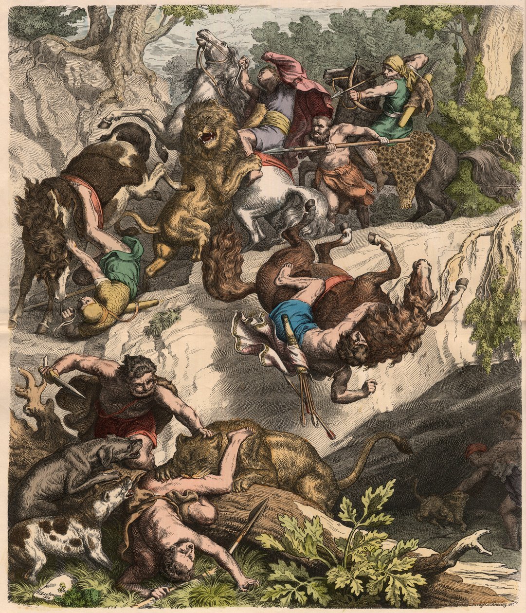 Los cartagineses: Caza de leones, 1866 de Heinrich Leutemann