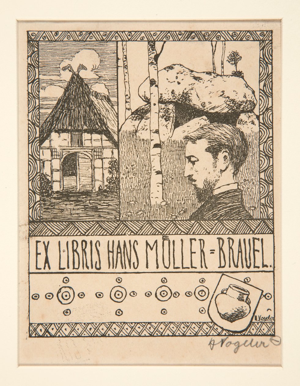 Ex libris: Ex Libris Hans Mueller-Brauel de Heinrich Vogeler