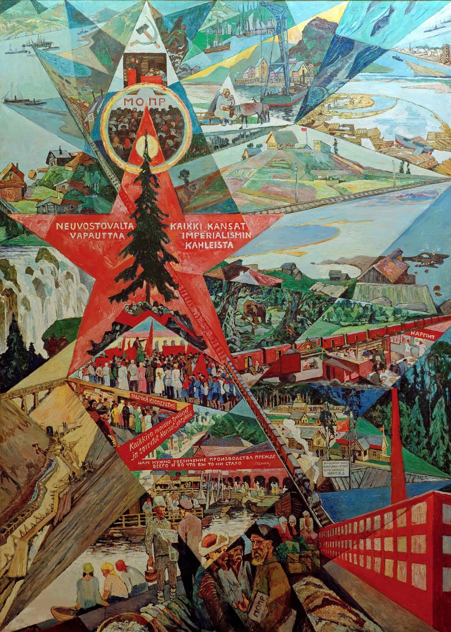 Panel de agitación de Karelia y Murmansk, 1926 de Heinrich Vogeler