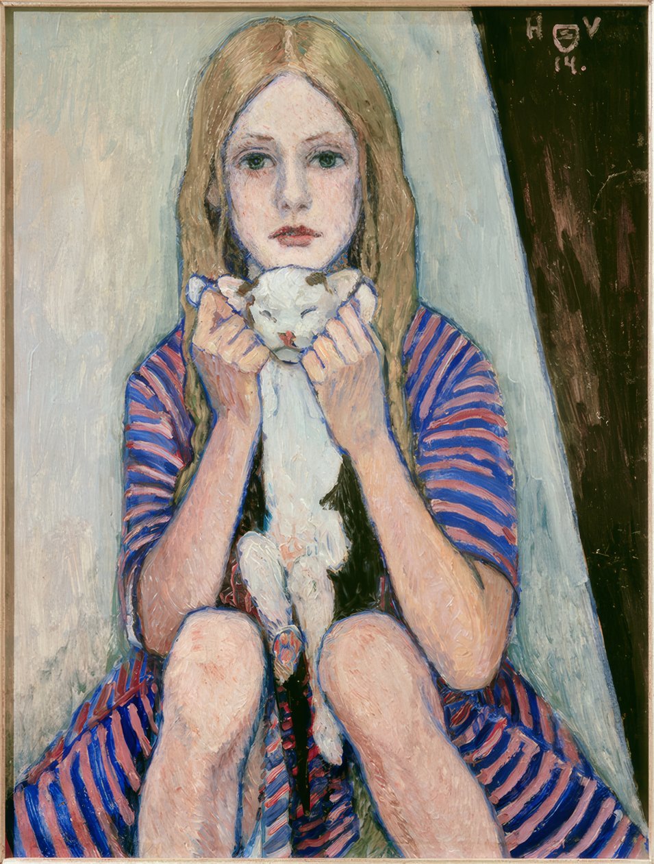 Niño con gato de Heinrich Vogeler