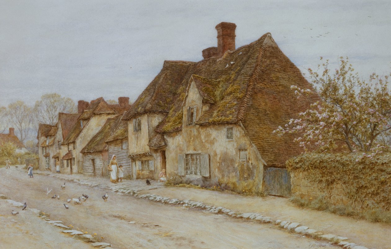 Una calle de pueblo, Kent de Helen Allingham