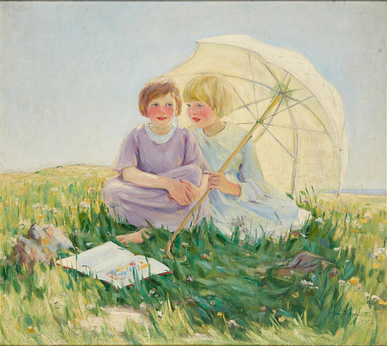 La sombrilla (óleo sobre lienzo) de Helen S. Johnston