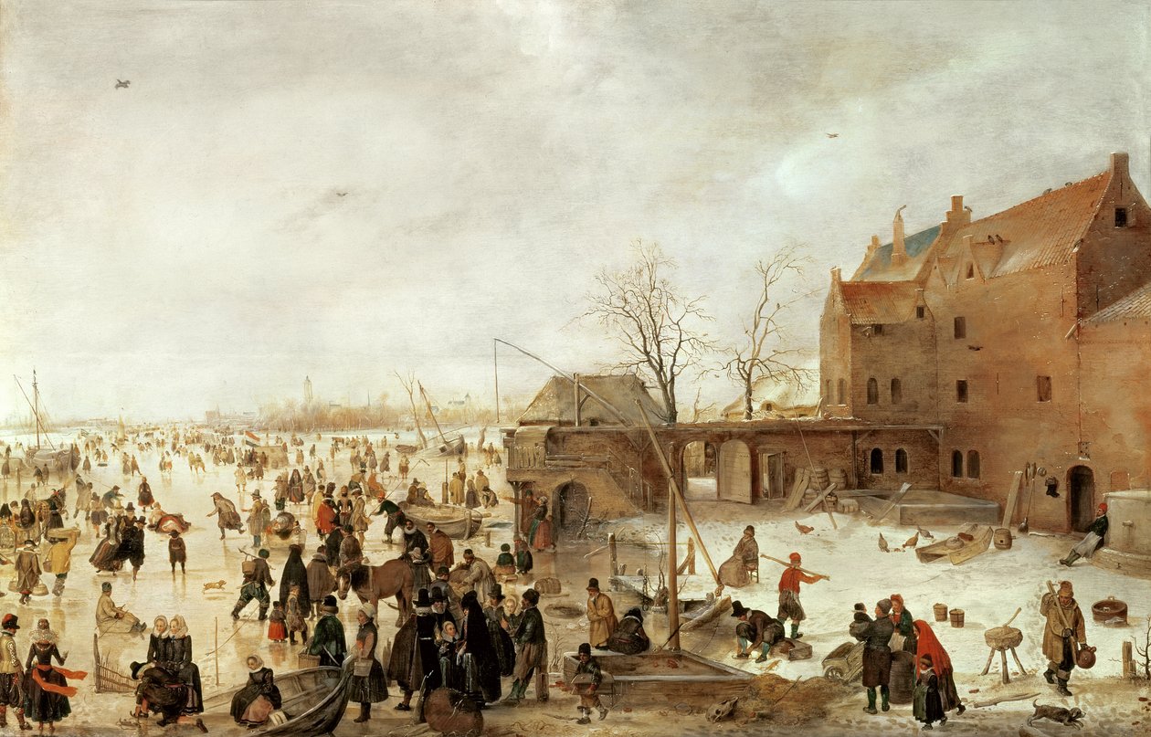 Una Escena en el Hielo cerca de una Ciudad, c.1615 de Hendrick Avercamp