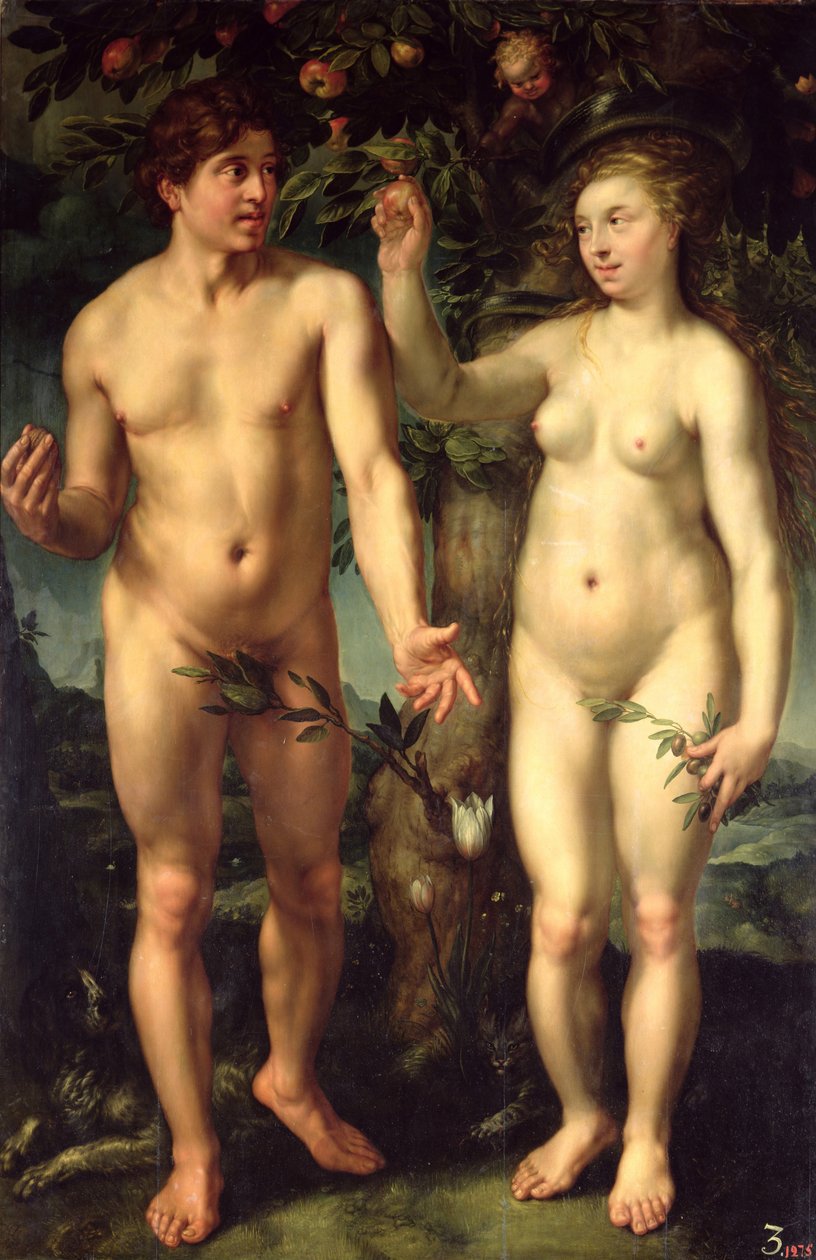 Adán y Eva, 1608 de Hendrik Goltzius
