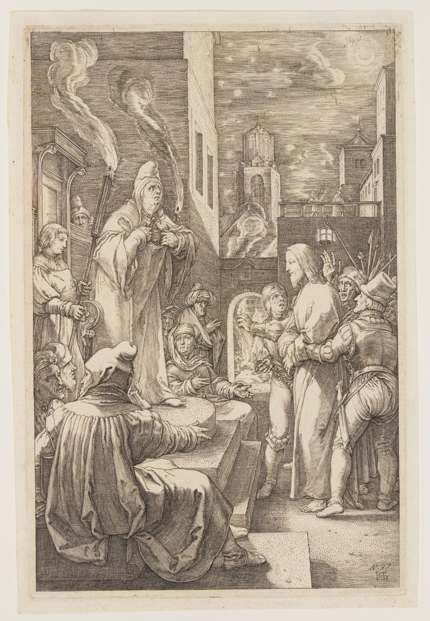 Cristo ante Caifás, de La Pasión de Hendrick Goltzius