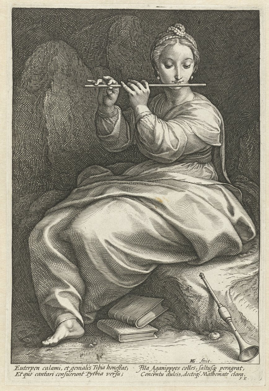 Euterpe Las Nueve Musas (título de la serie) de Hendrick Goltzius