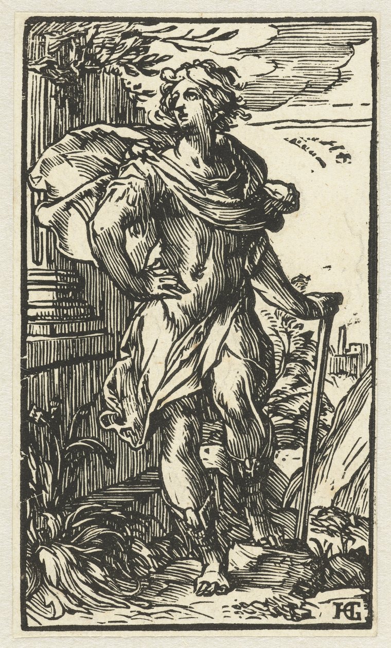 Joven con bastón de Hendrick Goltzius