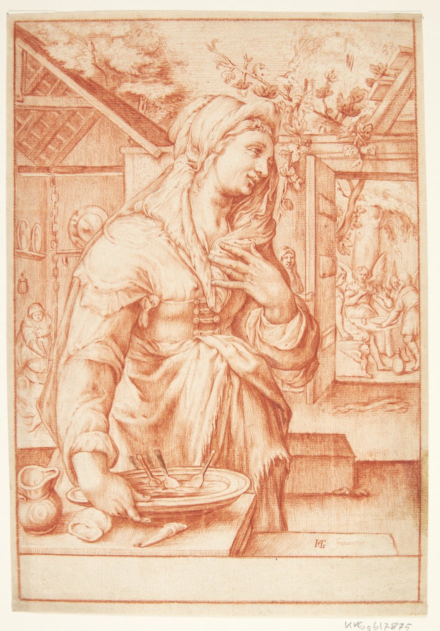 Sarah en la cocina de Hendrick Goltzius