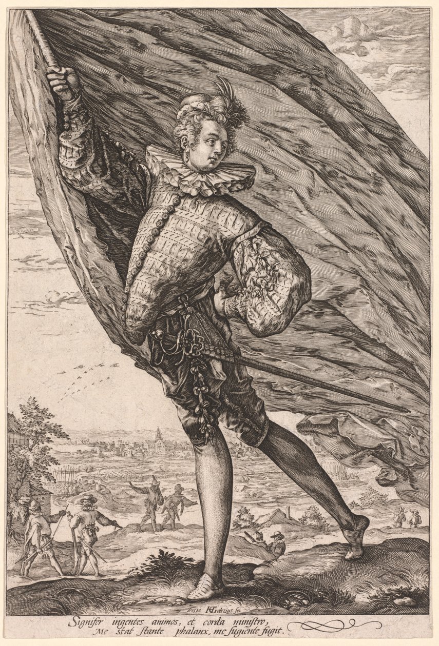 The Standard Bearer, Turned to Left de Hendrick Goltzius
