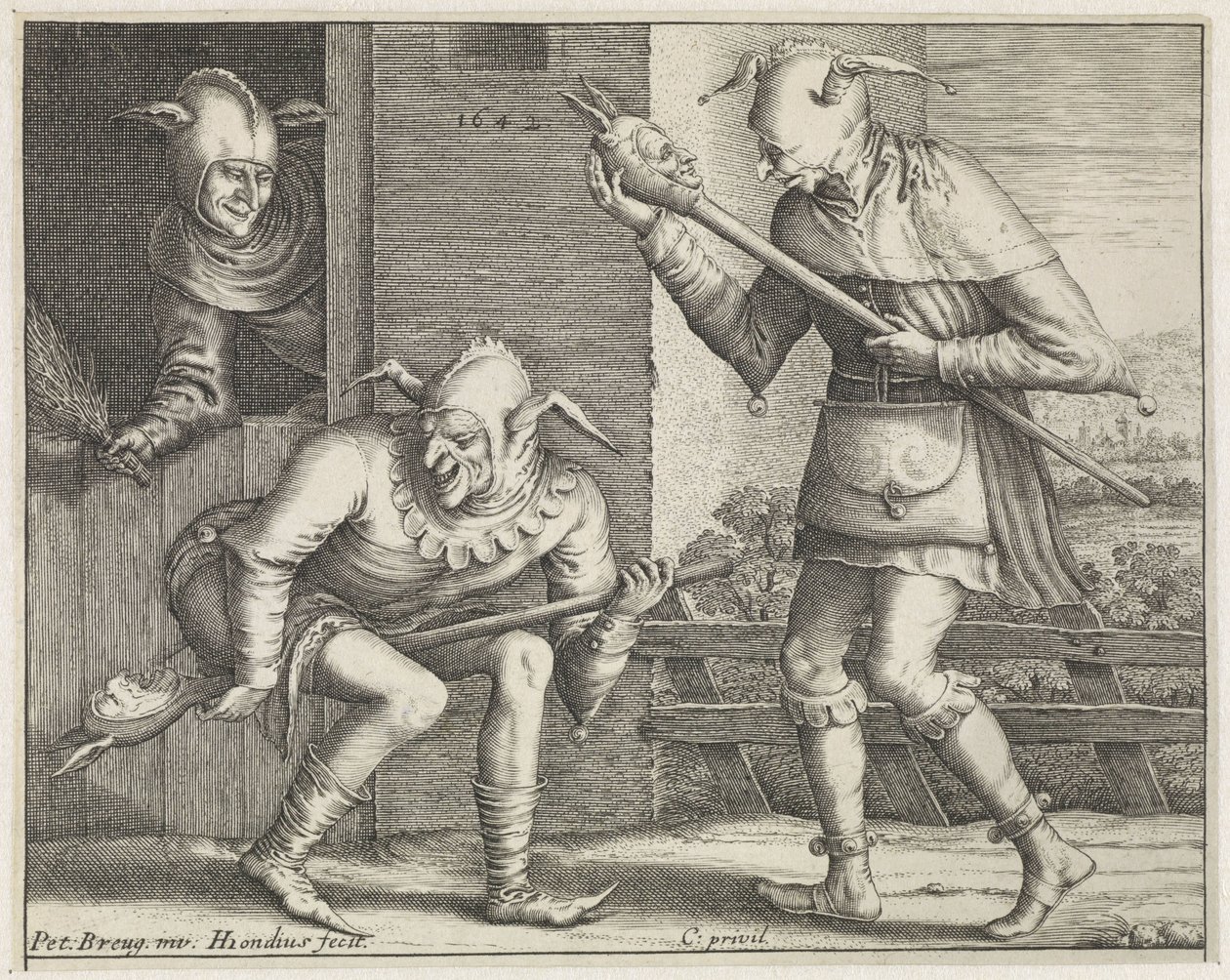 tres tontos Loco (título de la serie) de Hendrick Hondius (I)