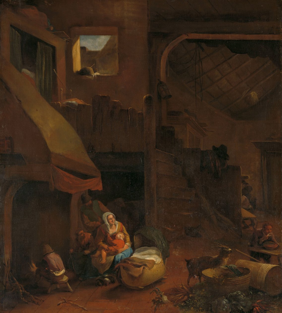 Interior de una cabaña campesina de Hendrick Mommers