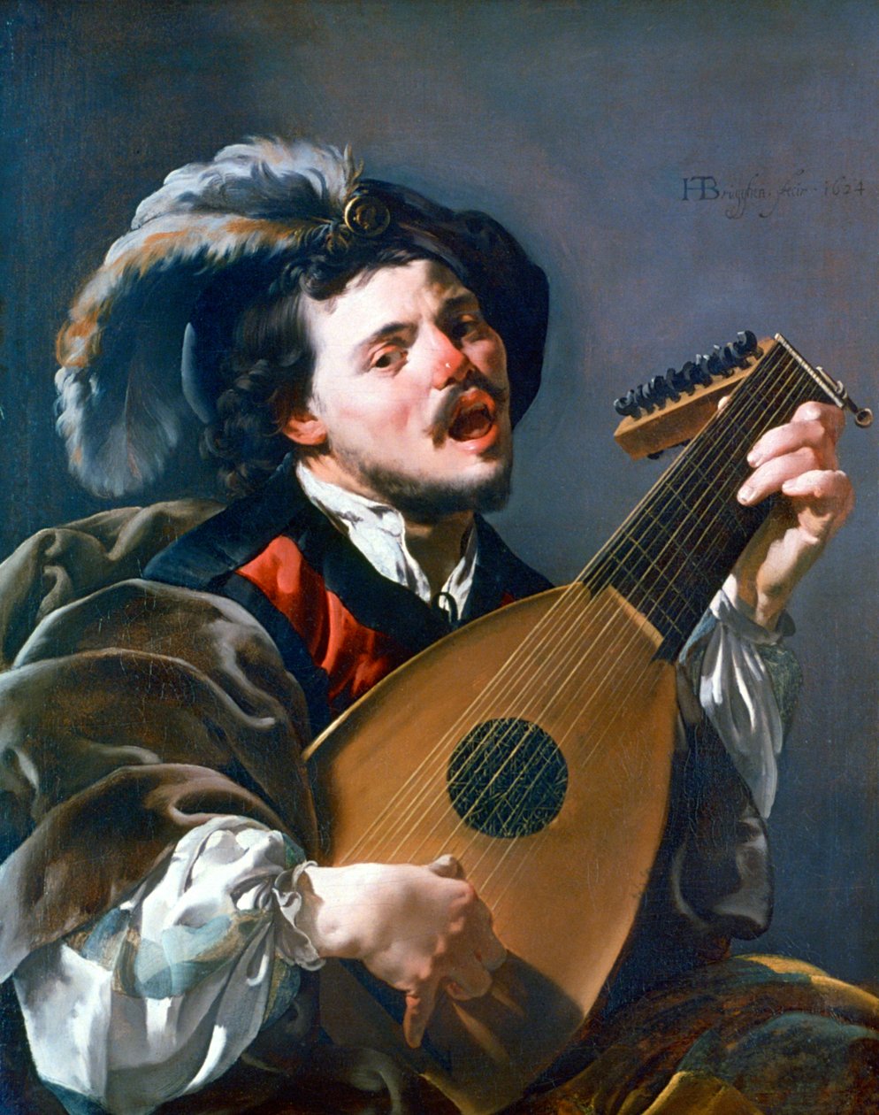 Un hombre tocando un laúd, 1624 de Hendrick ter Brugghen