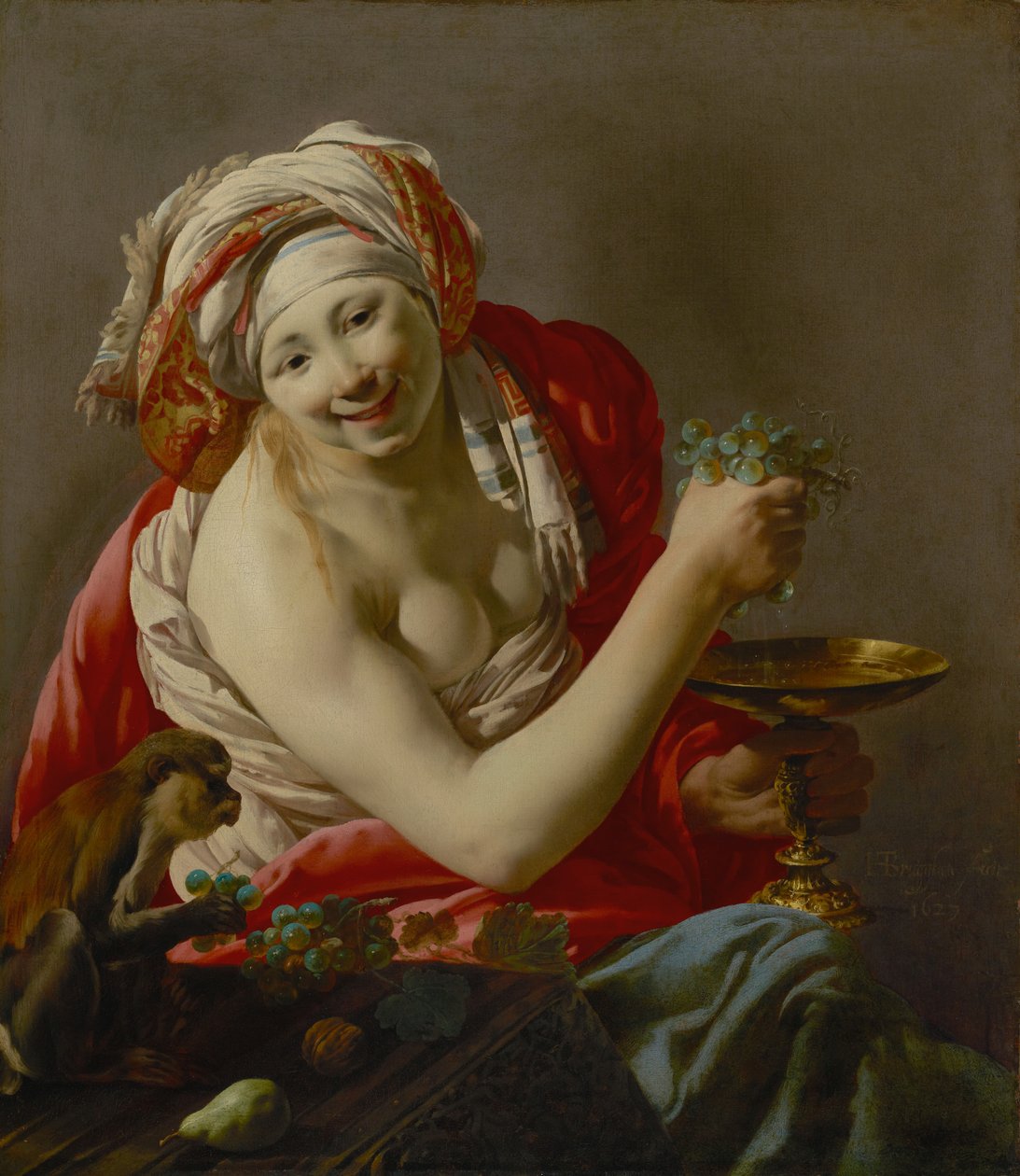 Bacante con mono de Hendrick ter Brugghen