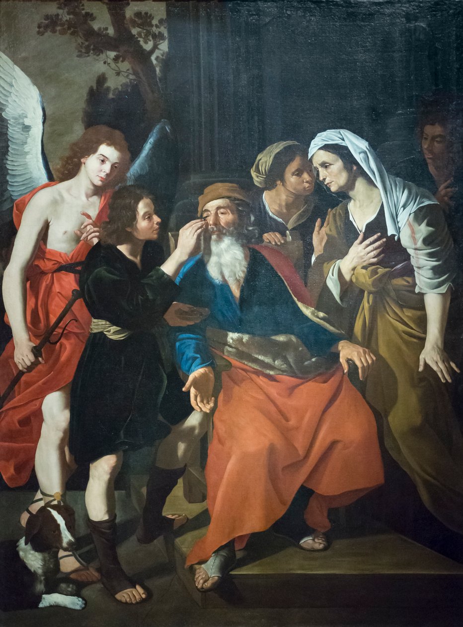 Tobia devuelve la vista a su padre de Hendrick van Somer