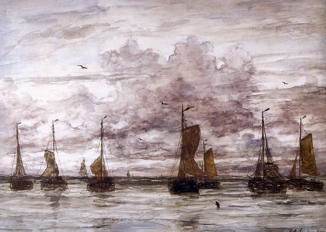 Barcos anclados de Hendrik Willem Mesdag