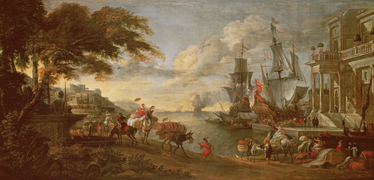 Vista de un puerto en el Oriente de Hendrik van Minderhout