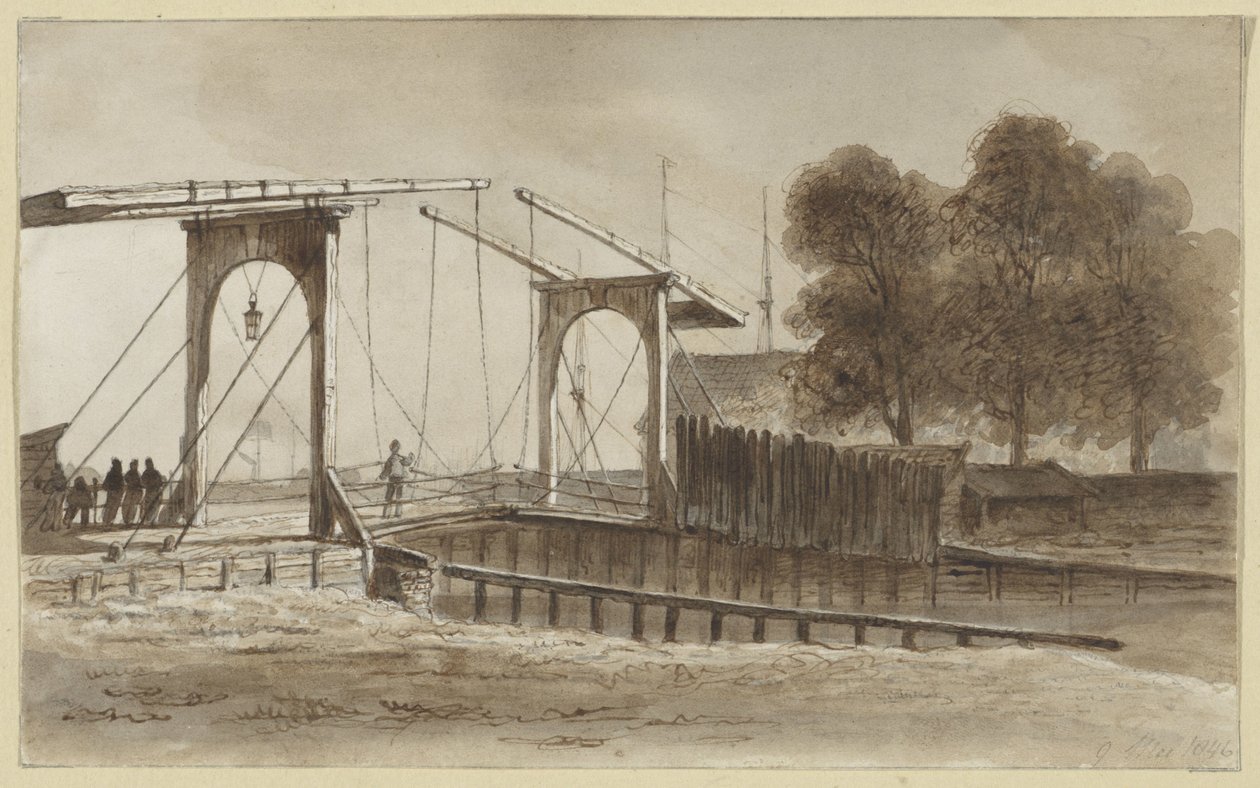 Puente levadizo en Bikkerseiland en Ámsterdam de Hendrik Abraham Klinkhamer