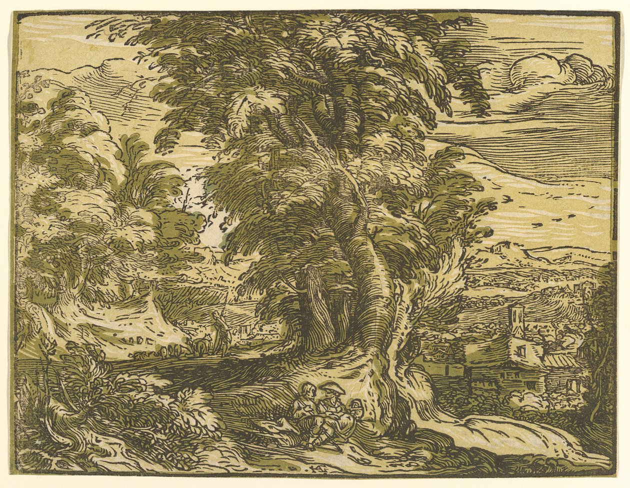 Paisaje con Pareja Sentada de Hendrik Goltzius