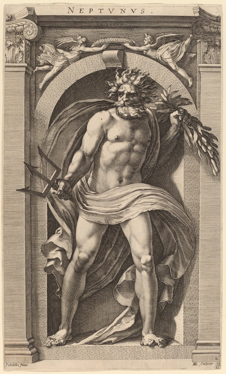 Neptuno de Hendrik Goltzius after Polidoro da Caravaggio