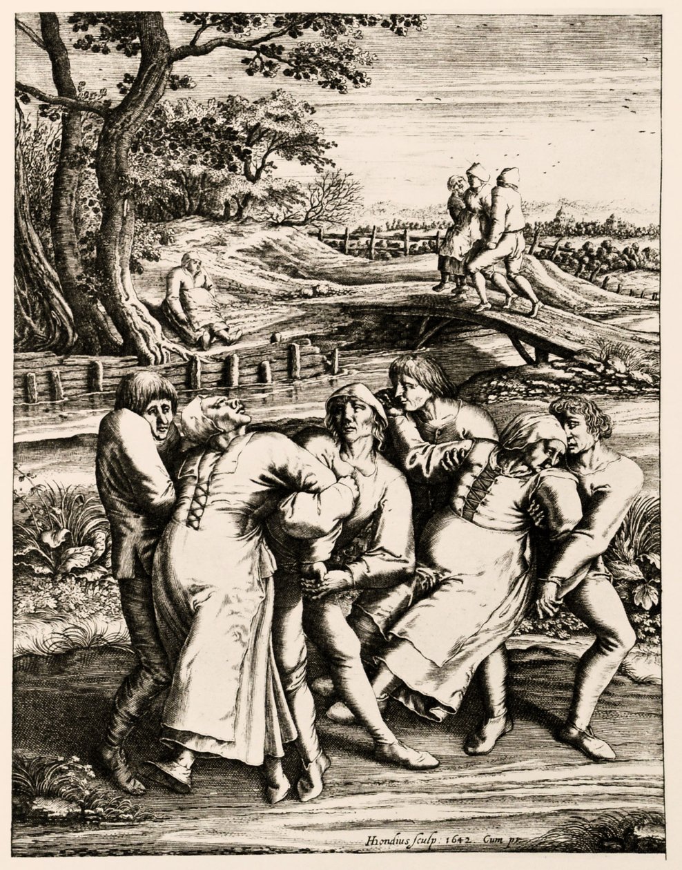 La plaga danzante, Estrasburgo, Alsacia. 1518 de Hendrik I Hondius