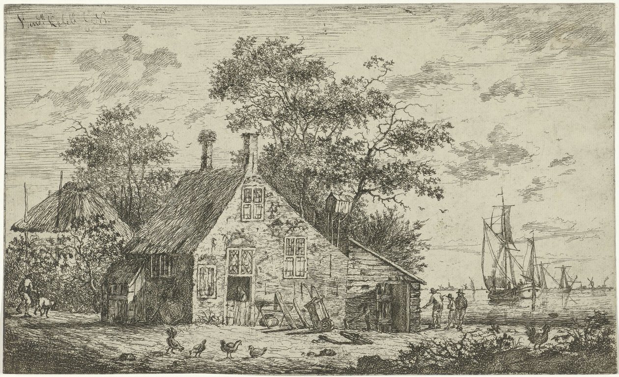 Granja en un río de Hendrik Kobell