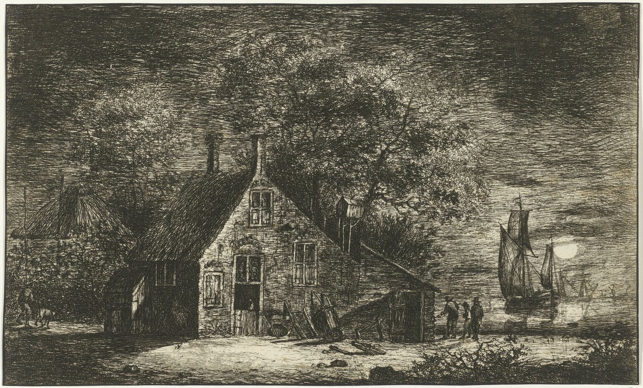 Casa de campo junto a un río de Hendrik Kobell