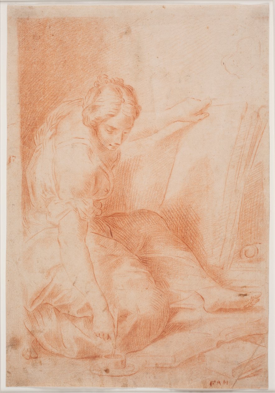 Mujer escribiendo en un folio. (Fama) de Hendrik Krock