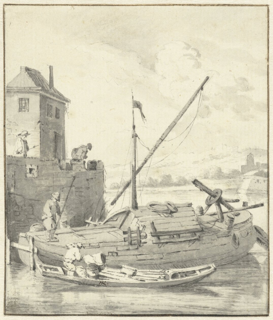 Barcaza en una muralla de Hendrik Rietschoof