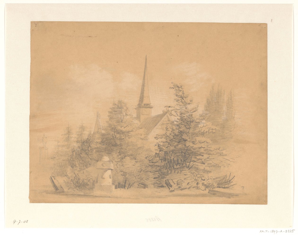 Iglesia entre árboles de Hendrik Valkenburg