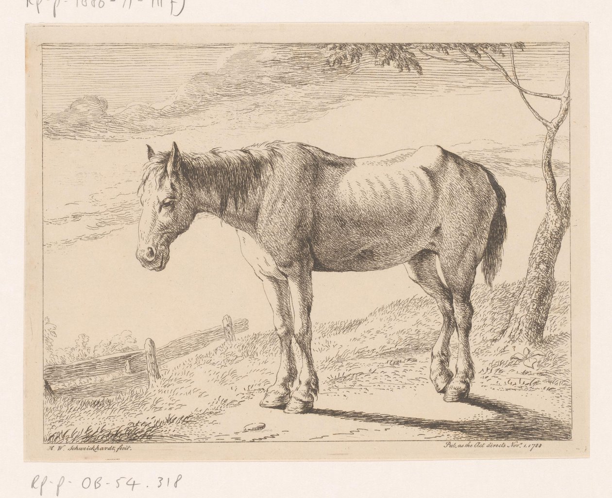 Caballo Diferentes animales (título de la serie) de Hendrik Willem Schweickhardt