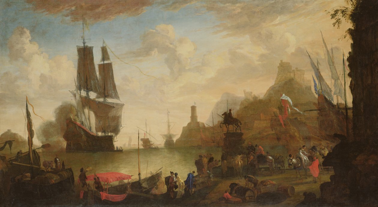 Vista de un Puerto Italiano de Hendrik van Minderhout