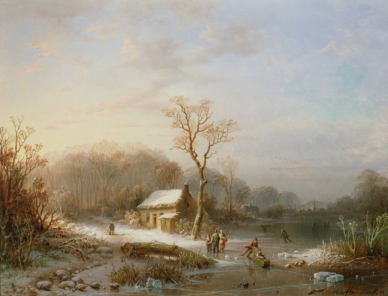Escena de Patinaje, siglo XIX de Henri Cleenewerck