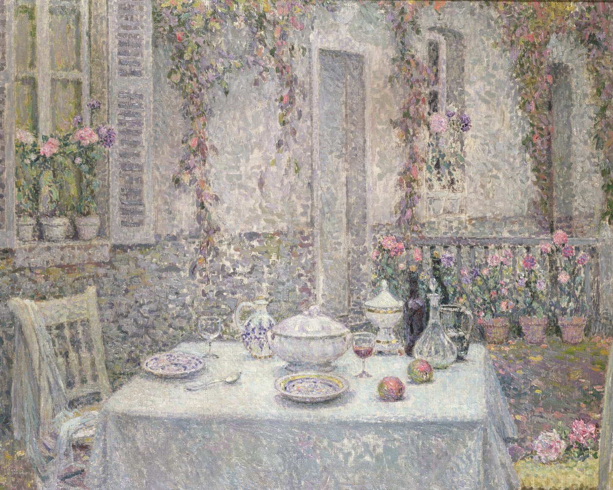 El mantel blanco de Henri Eugene Augustin Le Sidaner