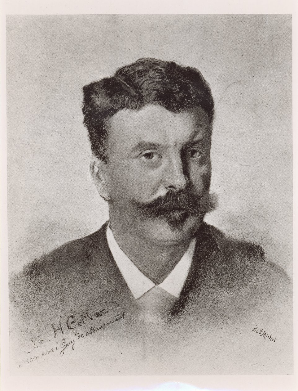 Guy de Maupassant (1850-93), grabado por Victor Augustin Michel (1828-91) de Henri Gervex
