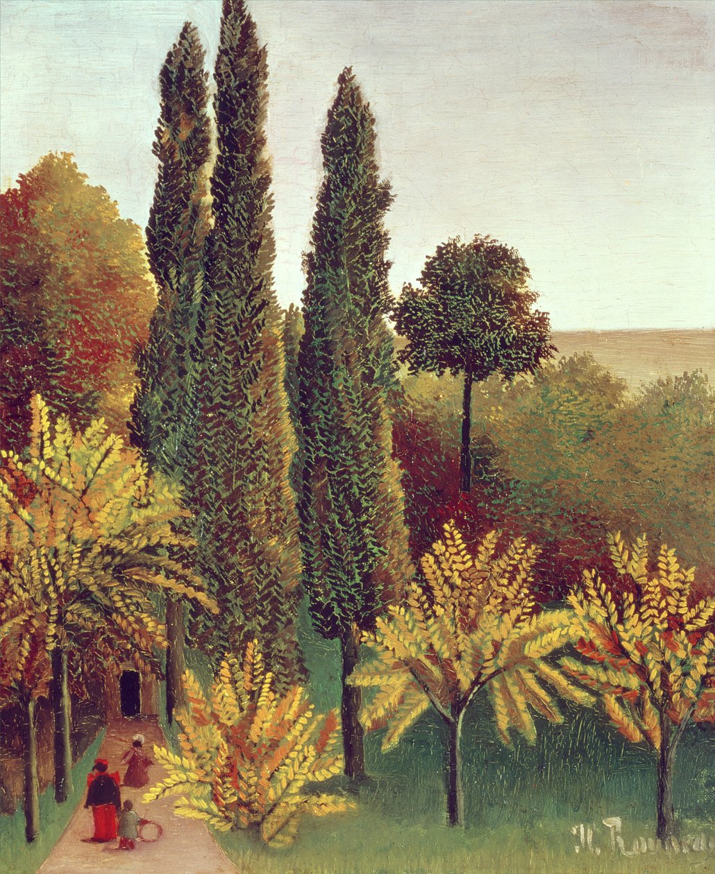 Camino en el Parque Buttes Chaumont, París, 1908 de Henri Rousseau