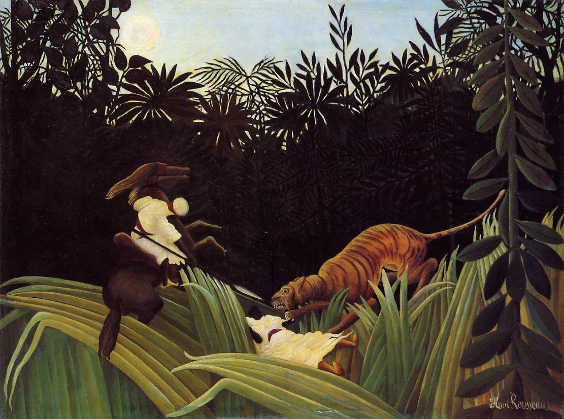 Exploradores atacados por un tigre de Henri Rousseau