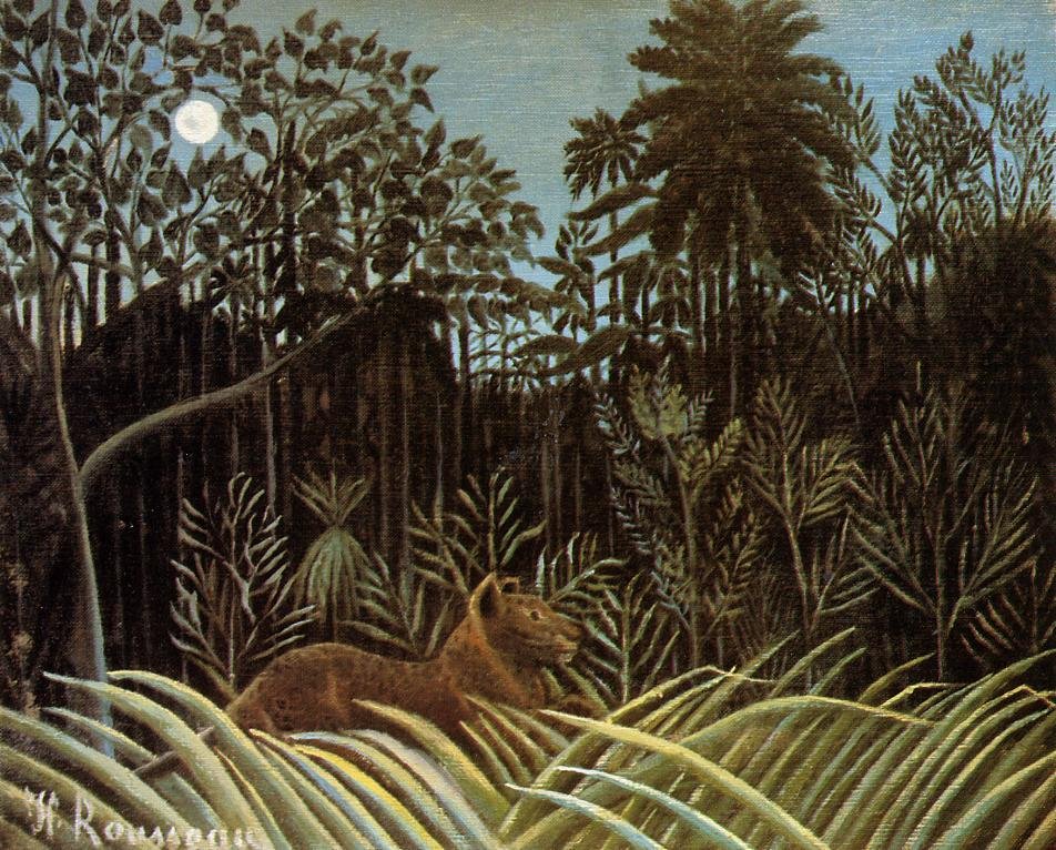 Selva con león de Henri Rousseau