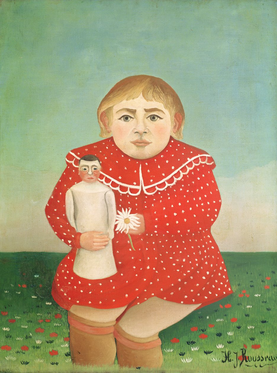 La niña con una muñeca, c.1892 o c.1904-05 de Henri Rousseau