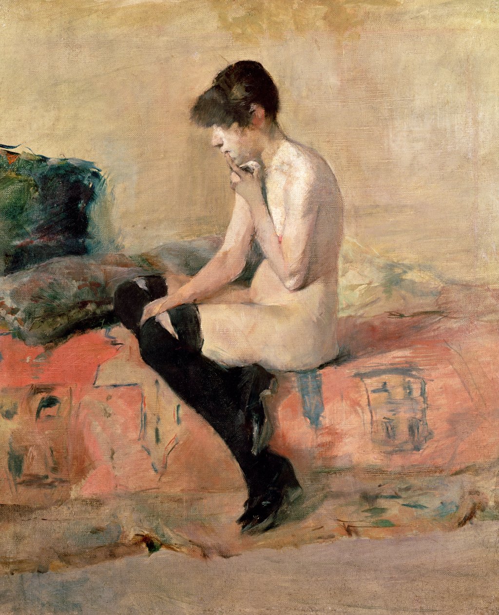 Mujer Desnuda Sentada en un Diván de Henri de Toulouse Lautrec