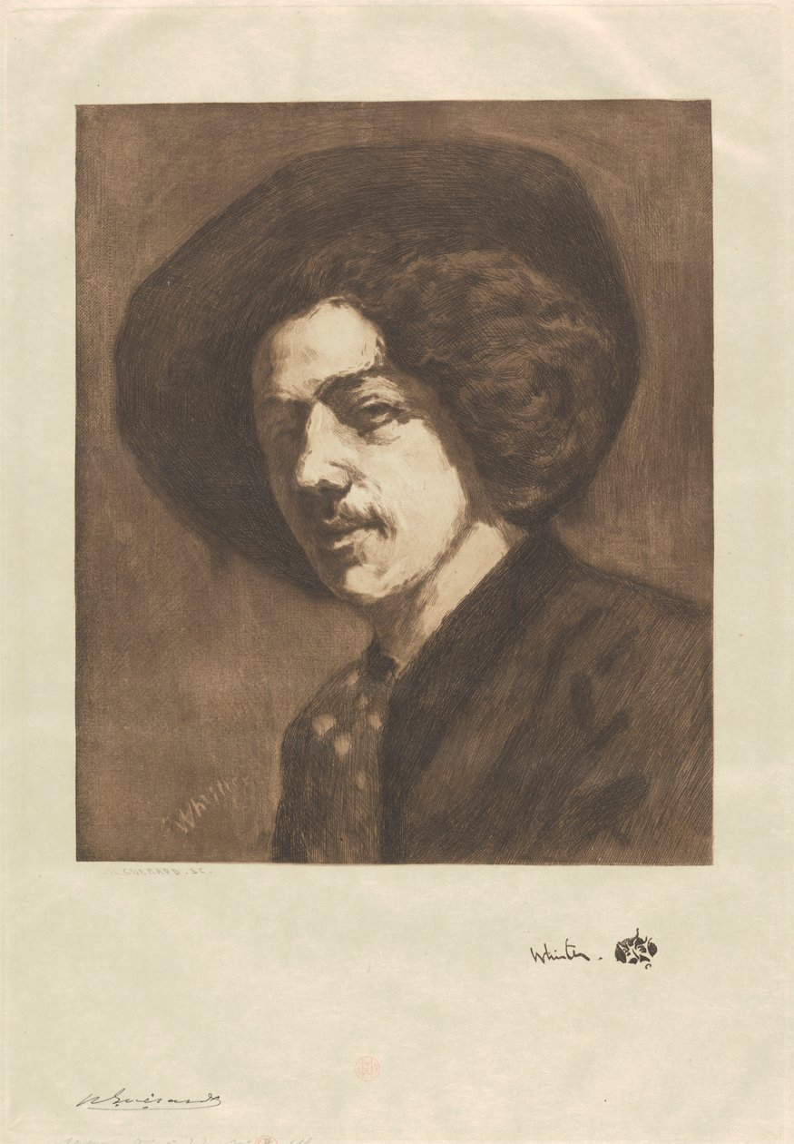 Retrato de Whistler de Henri Charles Guérard
