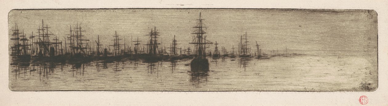Barcos altos en un puerto de Henri Charles Guérard