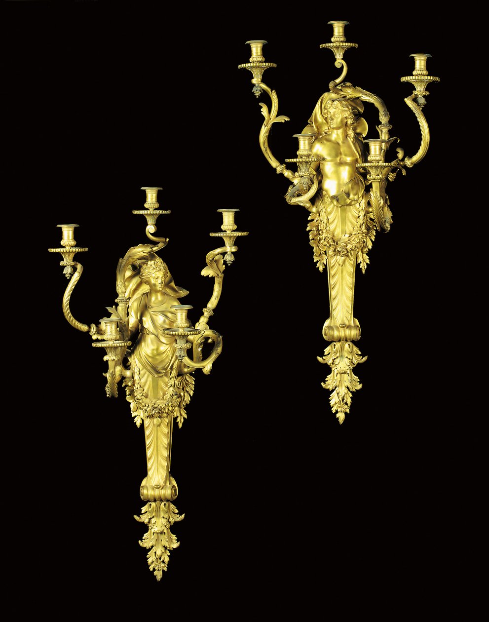 Par de Candelabros de Cinco Luces de Henri Dasson