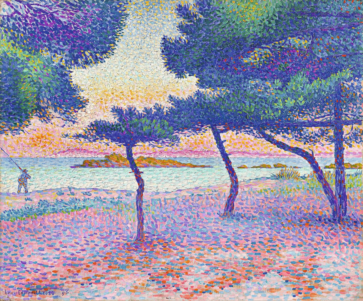 La playa en Saint-Clair, 1896 de Henri Edmond Cross
