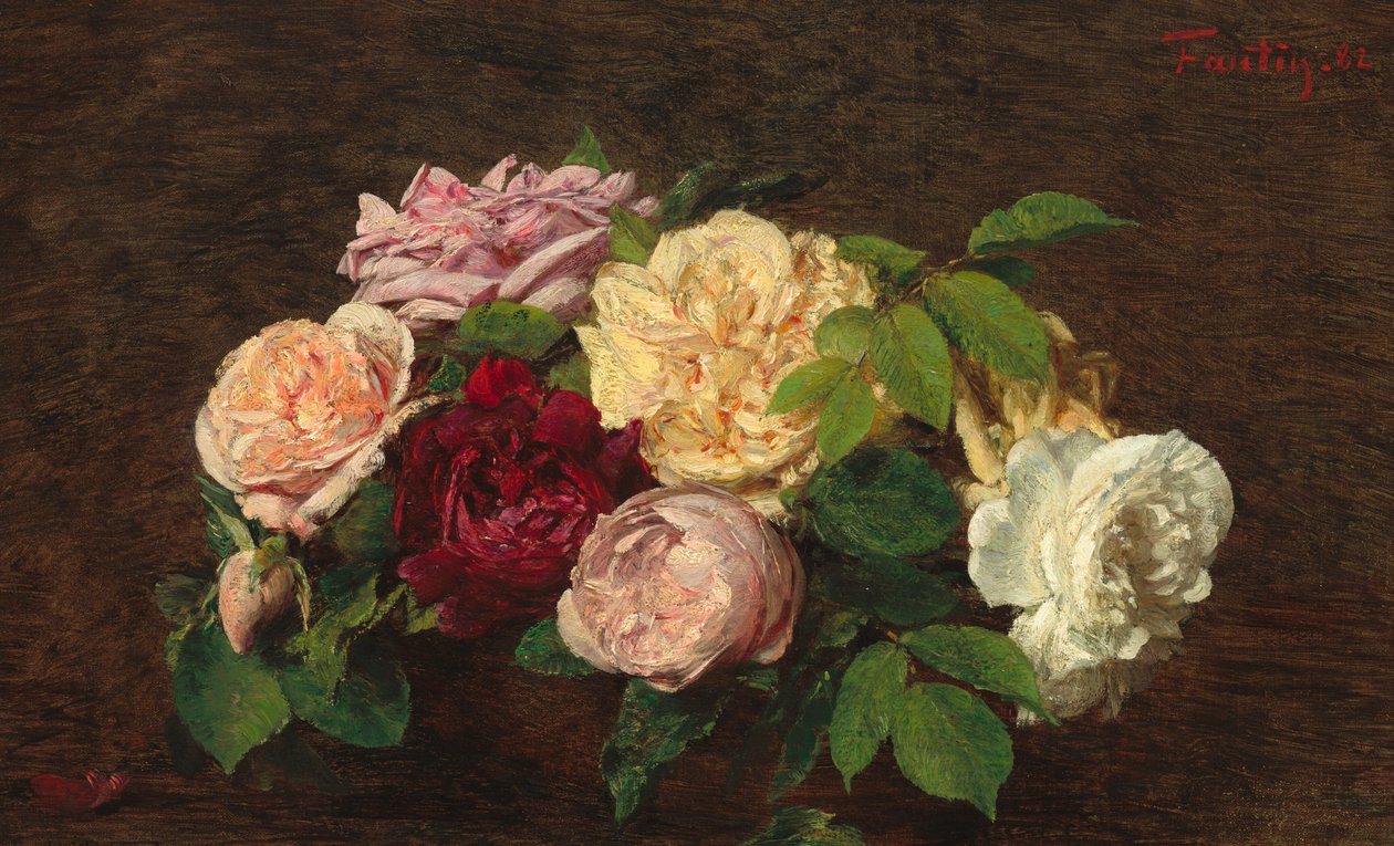 Rosas de Niza en una mesa de Ignace Henri Jean Fantin Latour