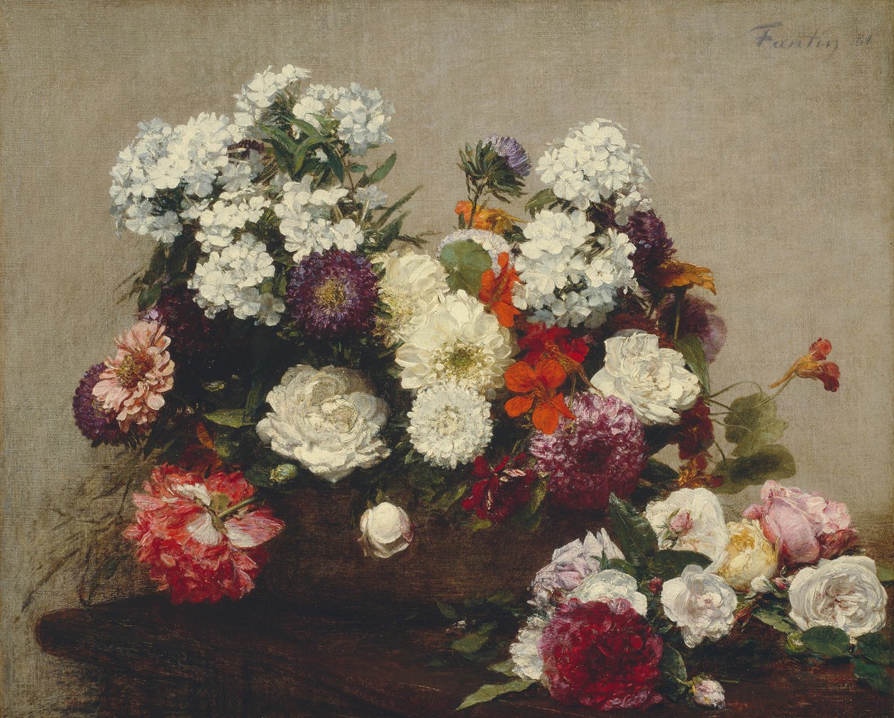 Naturaleza muerta con flores de Ignace Henri Jean Fantin Latour