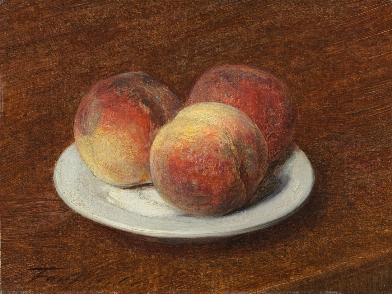 Tres melocotones en un plato, 1868 de Ignace Henri Jean Fantin Latour