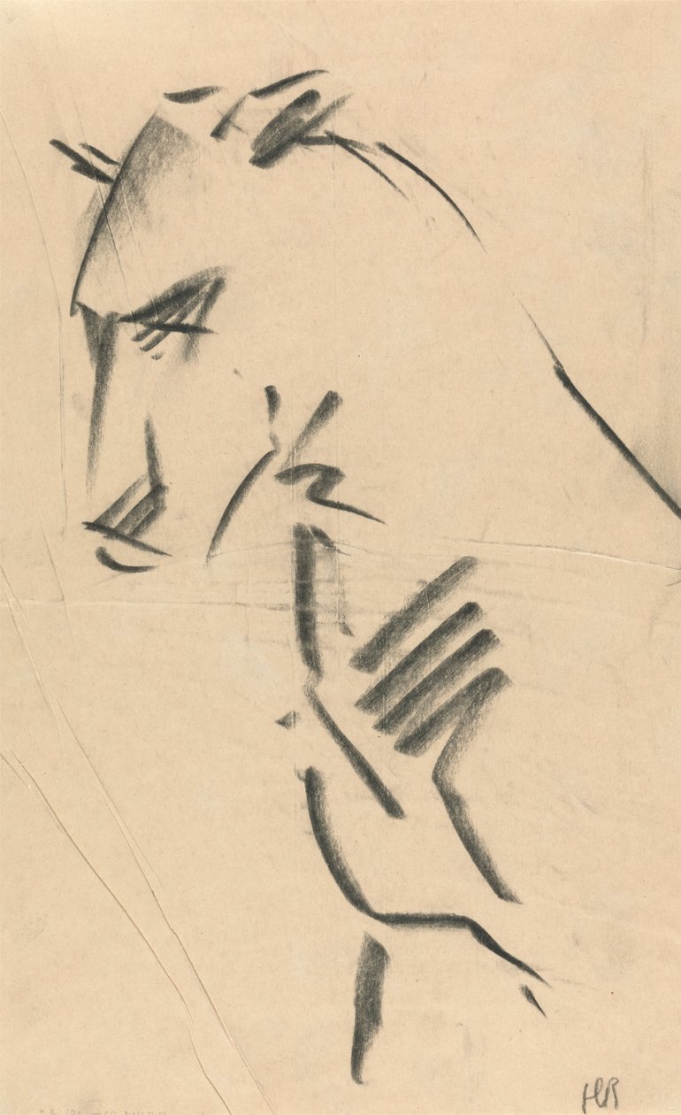 Vista de tres cuartos de una leona de Henri Gaudier Brzeska