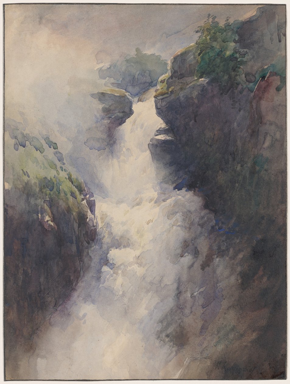 Una cascada en las montañas de Henri Joseph Harpignies