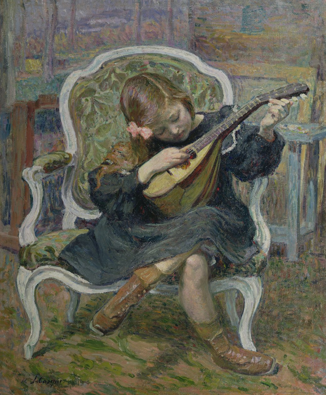 Niña tocando una mandolina de Henri Lebasque