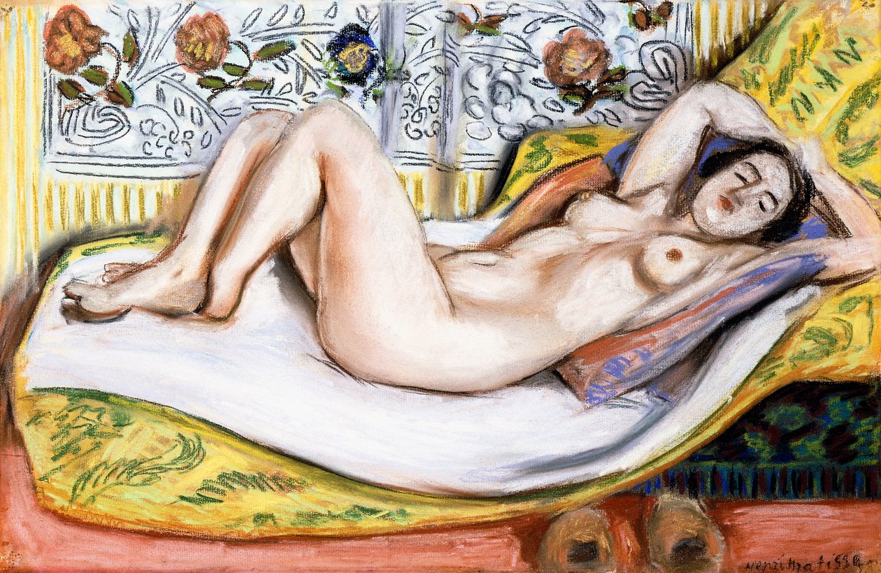 Desnudo en un sofá amarillo de Henri Matisse